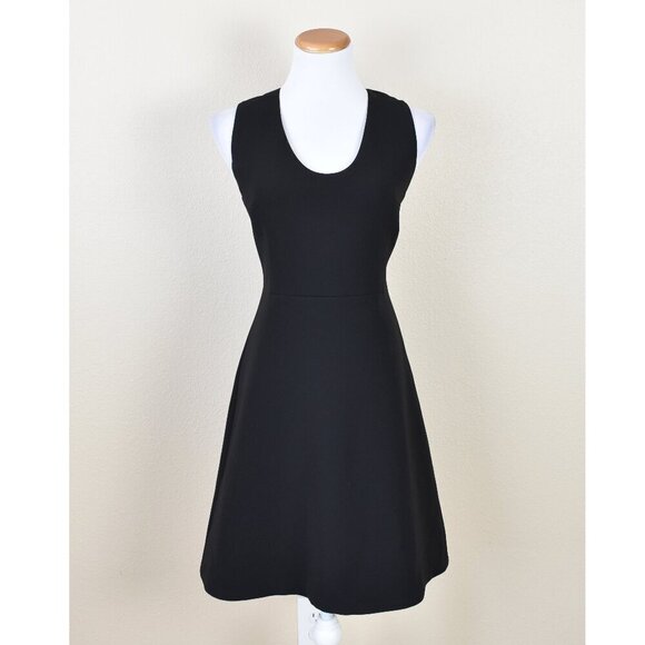 Theory Scoop Flounce Dress Black - 8 - Picture 1 of 9